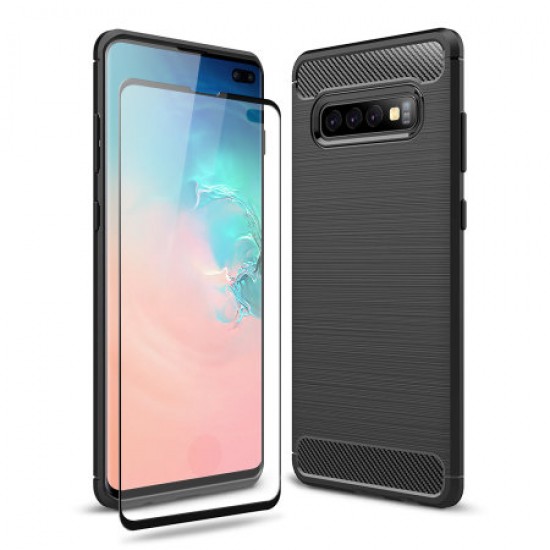 Olixar Sentinel Samsung S10 Plus Case & Glass Screen Protector - Black