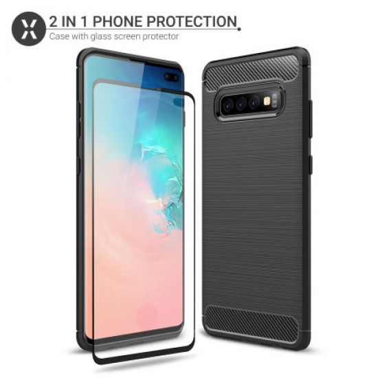 Olixar Sentinel Samsung S10 Plus Case & Glass Screen Protector - Black