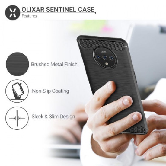 Olixar Sentinel OnePlus 7T Case & Glass Screen Protector - Black