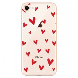 LoveCases iPhone 8 Plus Hearts Phone Case - Clear Red