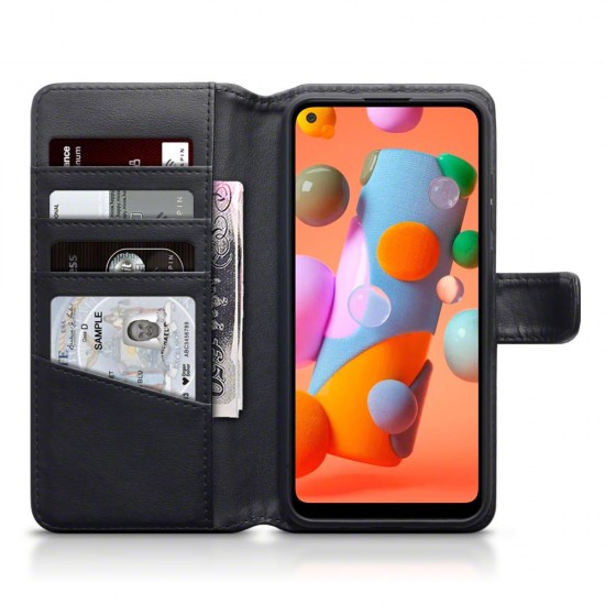 Terrapin Real Leather Wallet Case for Samsung Galaxy A11 - Black