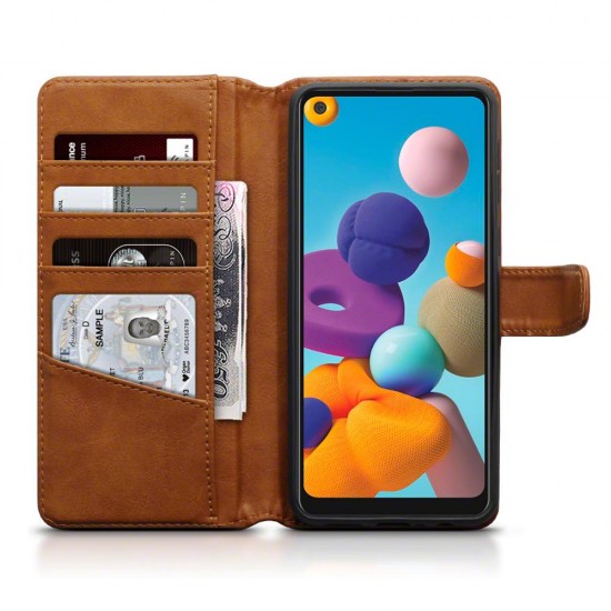 Terrapin Samsung Galaxy A21 - Real Leather Wallet Case - Cognac