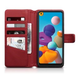 Terrapin Samsung Galaxy A21 - Real Leather Wallet Case - Red