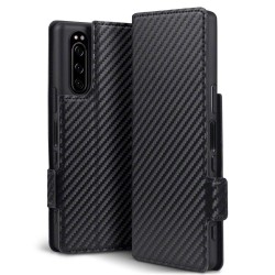 Terrapin Sony Xperia 2 Low Profile PU Leather Wallet Case - Black Carbon Fibre T