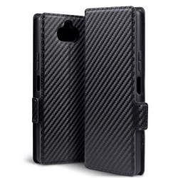 Terrapin Sony Xperia 20 Low Profile PU Leather Wallet Case - Black Carbon Fibre 