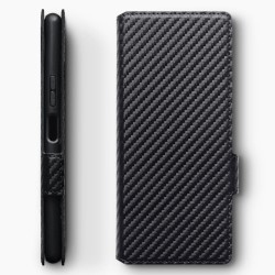 Terrapin Sony Xperia 20 Low Profile PU Leather Wallet Case - Black Carbon Fibre 