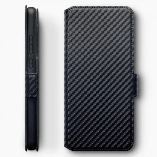 Terrapin Huawei P40 Pro Low Profile PU Leather Wallet Case - Black Carbon Fibre 