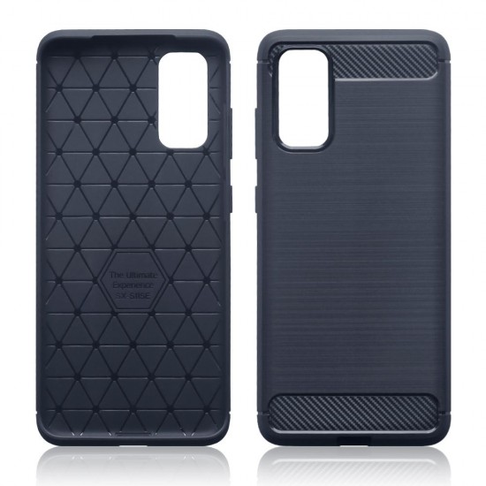 Terrapin Carbon Fibre Brushed Effect TPU Gel Case - Dark Blue for Samsung Galaxy