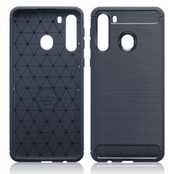 Terrapin Samsung Galaxy A21 Carbon Fibre Effect TPU Gel Case - Dark Blue