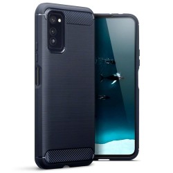 Terrapin Huawei Honor V30 Carbon Fibre Brushed Effect TPU Gel Case - Dark Blue