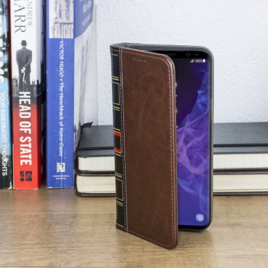 Olixar XTome Leather-Style Samsung Galaxy S9 Book Case - Brown