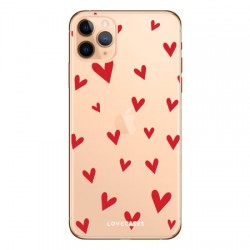 LoveCases iPhone 11 Pro Hearts Phone Case - Clear Red
