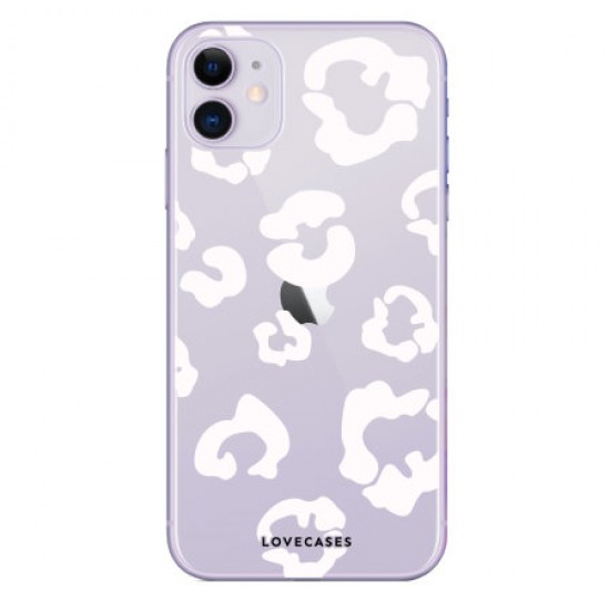 LoveCases iPhone 11 Leopard Print Case- Clear White