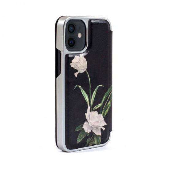 Ted Baker Elderflower iPhone 12 Anti-Shock Folio Case-Black/Silver