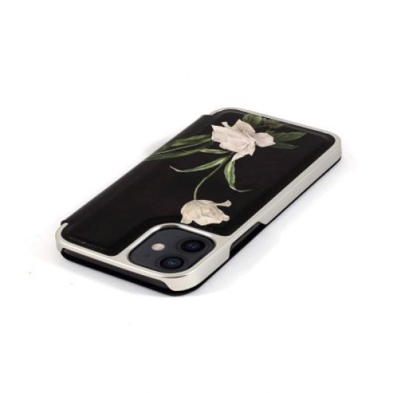 Ted Baker Elderflower iPhone 12 Anti-Shock Folio Case-Black/Silver