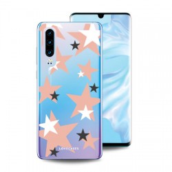 LoveCases Huawei P30 Pink Star Clear Phone Case