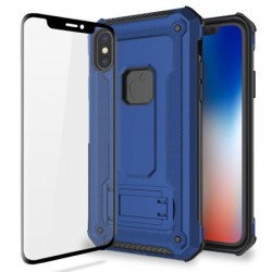 Olixar Manta iPhone X Tough Case with Tempered Glass - Blue