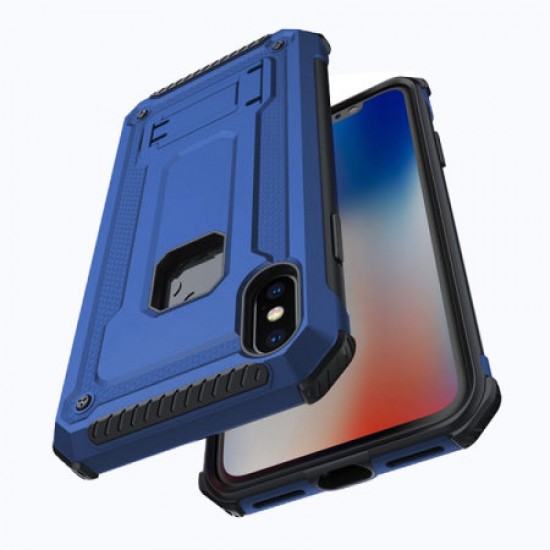 Olixar Manta iPhone X Tough Case with Tempered Glass - Blue