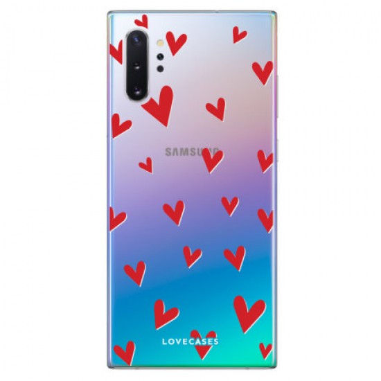 LoveCases Samsung Note 10 Plus Hearts Phone Case - Clear Red