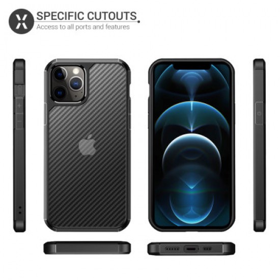 Olixar ExoShield Carbon iPhone 12 Pro Max Bumper Case - Black