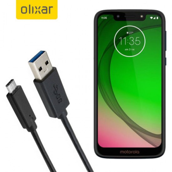 Olixar USB-C Motorola Moto G7 Play Charging Cable - Black 1m