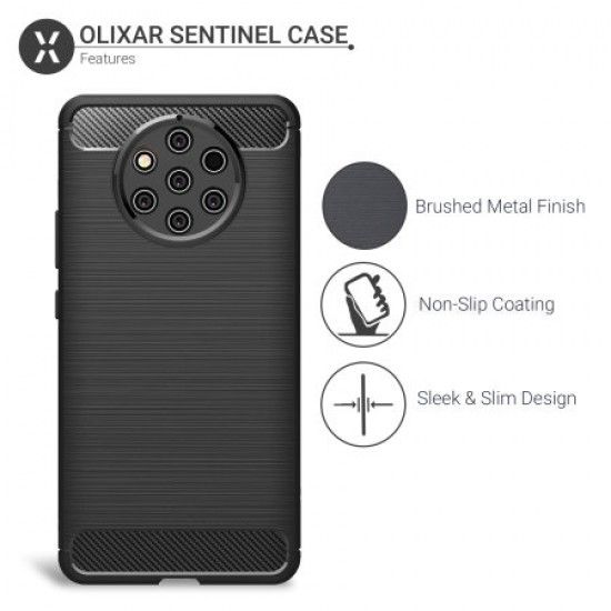 Olixar Nokia 9 Pureview Carbon Fibre Protective Case - Black