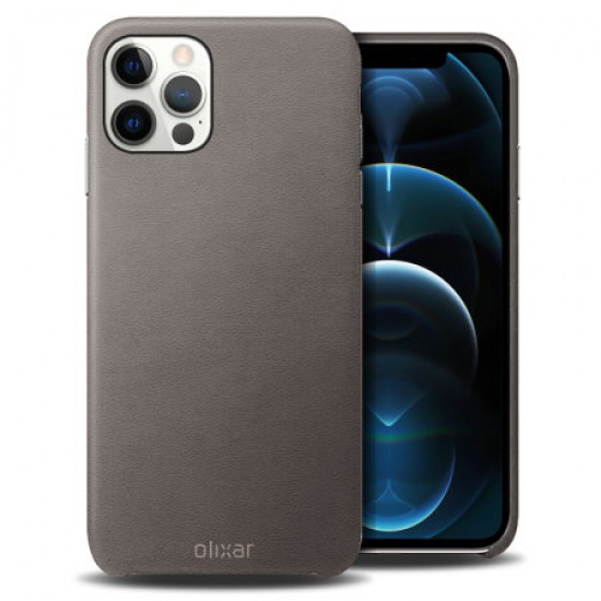 Olixar Genuine Leather iPhone 12 Pro Max Case - Grey