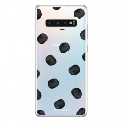 LoveCases Samsung S10 Polka Phone Case - Clear Black