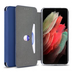 Olixar Soft Silicone Samsung Galaxy S21 Ultra Wallet Case - Navy Blue