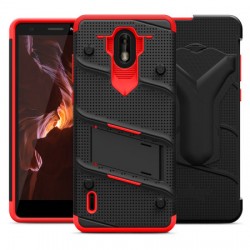 Zizo Bolt Nokia 3.1 C Case & Screen Protector- Black and Red