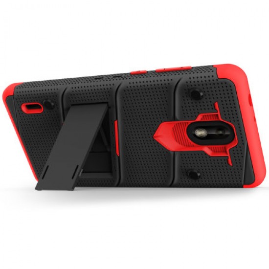 Zizo Bolt Nokia 3.1 C Case & Screen Protector- Black and Red