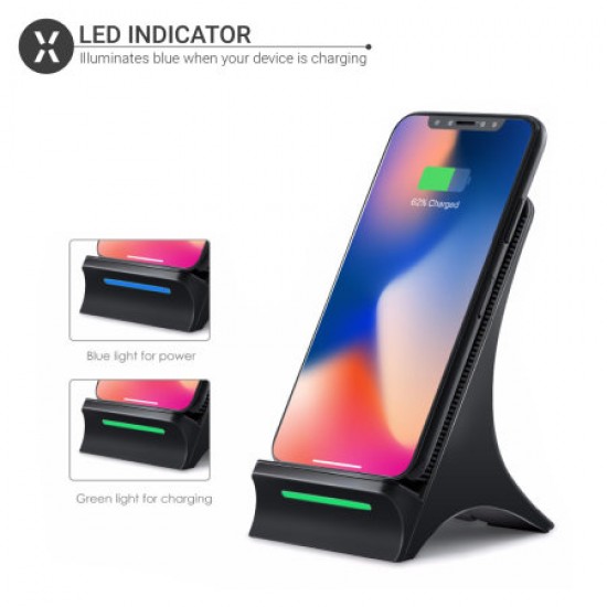 Olixar 10W Wireless Slim Charging Stand With Cooling Fan - Black