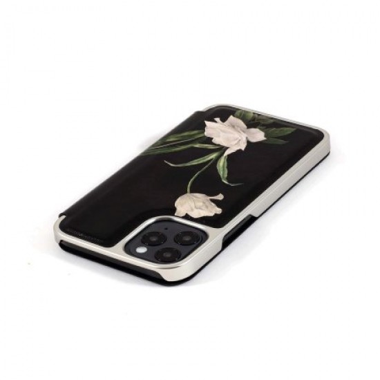 Ted Baker Elderflower iPhone 12 Pro Anti-Shock Folio Case-Black/Silver