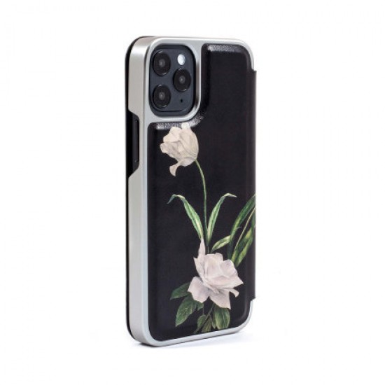 Ted Baker Elderflower iPhone 12 Pro Anti-Shock Folio Case-Black/Silver