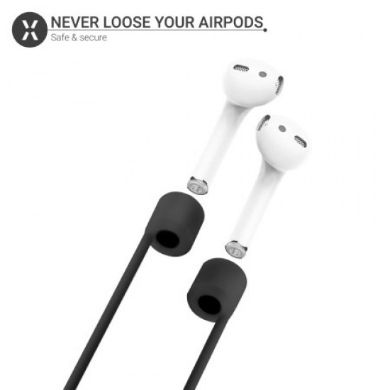 Olixar Soft Silicone Anti-Loss AirPods EarPhone Strap - Black