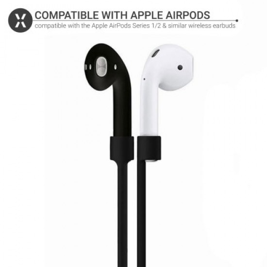 Olixar Soft Silicone Anti-Loss AirPods EarPhone Strap - Black