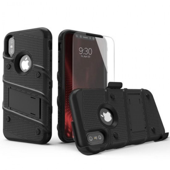 Zizo Bolt iPhone XS Tough Case & Screen Protector - Black