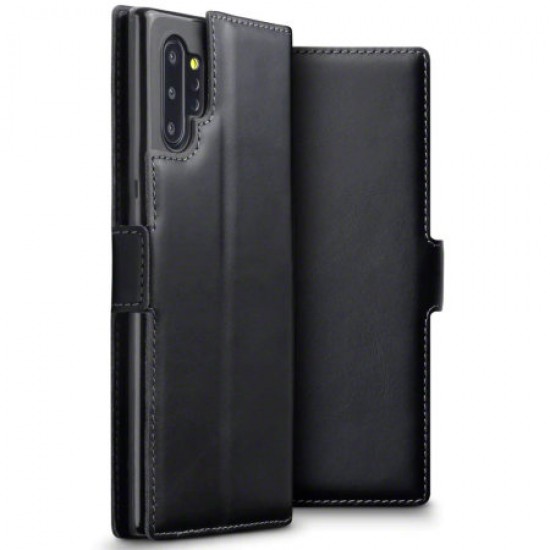 Olixar Slim Genuine Leather Samsung Note 10 Plus Wallet Case - Black