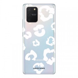 LoveCases Samsung Galaxy S10 Lite White Leopard Clear Phone Case