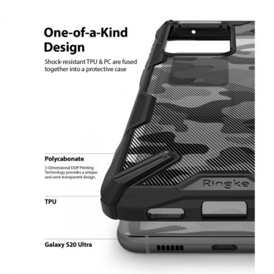 Ringke Fusion X Design Samsung Galaxy S20 Ultra Tough Case- Camo Black