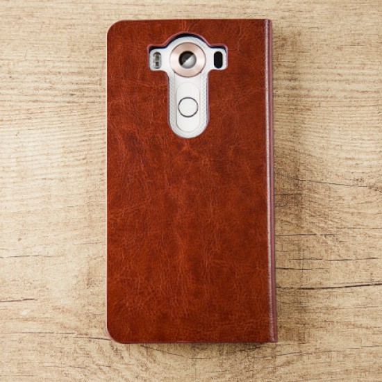 Olixar Leather-Style LG V10 Wallet Stand Case - Brown