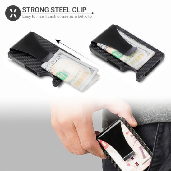 Olixar RFID Carbon Fibre Card Case With Money Clip - Black