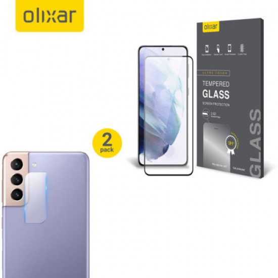 Olixar Samsung S21 Glass Screen Protector & 2 Pack Camera Protectors