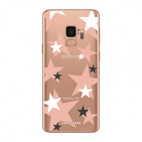 LoveCases S9 Plus Clear Pink Star Phone Case