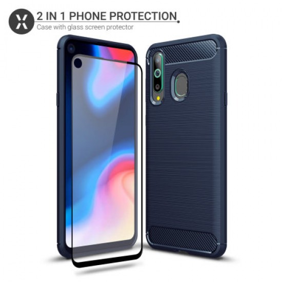 Olixar Sentinel Samsung A8S Case And Glass Screen Protector - Blue