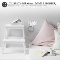 Olixar Google Home Mini Universal Plug Socket Wall Mount - White