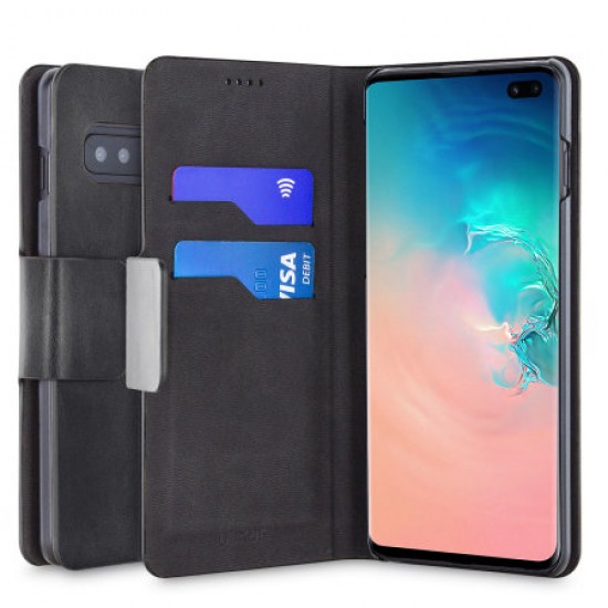 Olixar Leather-Style Samsung Galaxy S10 Plus Wallet Stand Case - Black