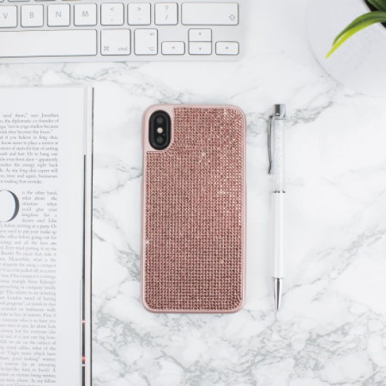 LoveCases iPhone XS Gel Case - Rose Gold Luxury Crystal