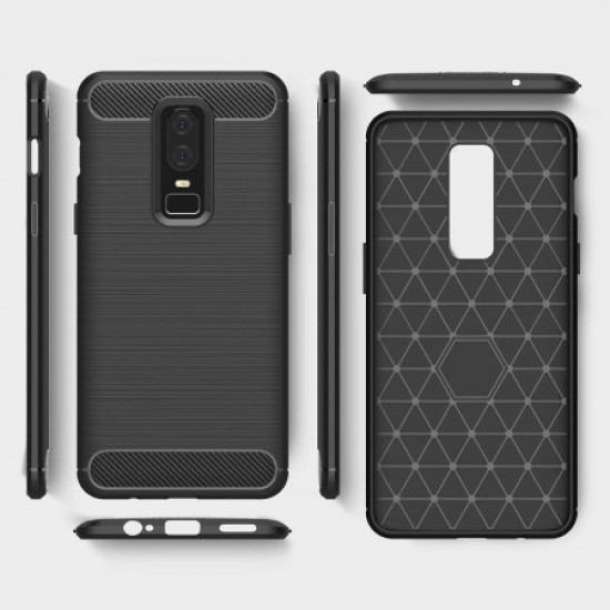 Olixar OnePlus 6 Carbon-Fibre Protective Case - Black