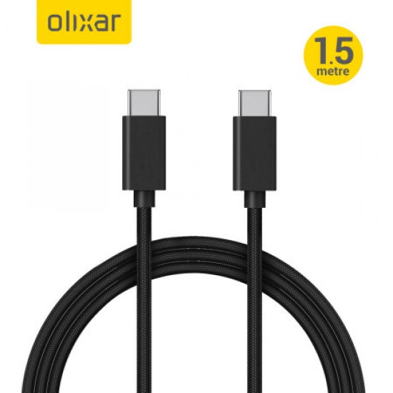 Olixar 100W Braided USB-C To C Charging Cable - Black